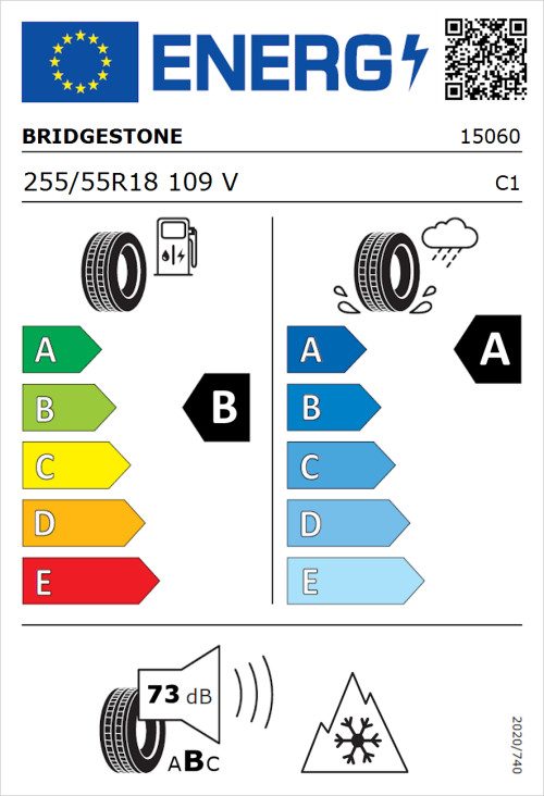 Tyre Label for Bridgestone Blizzak LM005 255/55R18 109V